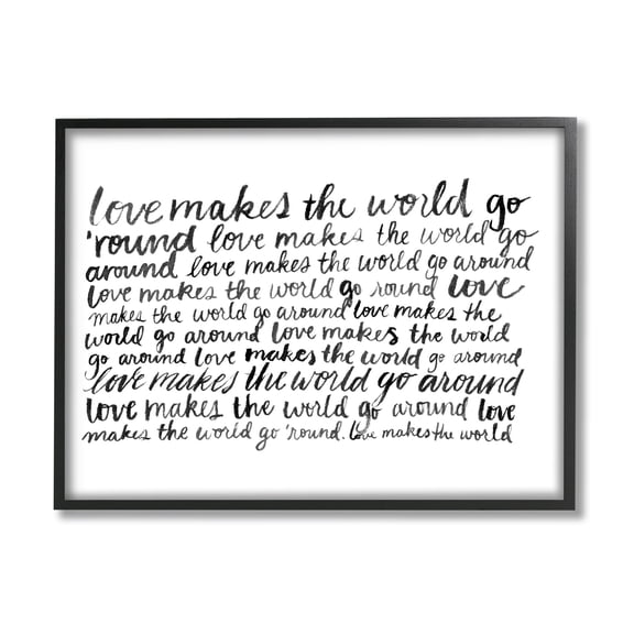 Stupell Industries Casual Cursive Love Phrase Repeating Calligraphy Words Graphic Art Black Framed Art Print Wall Art, Design by Grace Popp