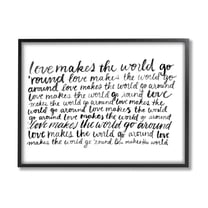 Stupell Industries Casual Cursive Love Phrase Repeating Calligraphy Words Graphic Art Black Framed Art Print Wall Art, Design by Grace Popp