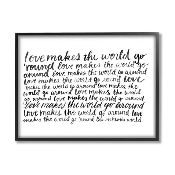 Stupell Industries Casual Cursive Love Phrase Repeating Calligraphy Words Graphic Art Black Framed Art Print Wall Art, Design by Grace Popp