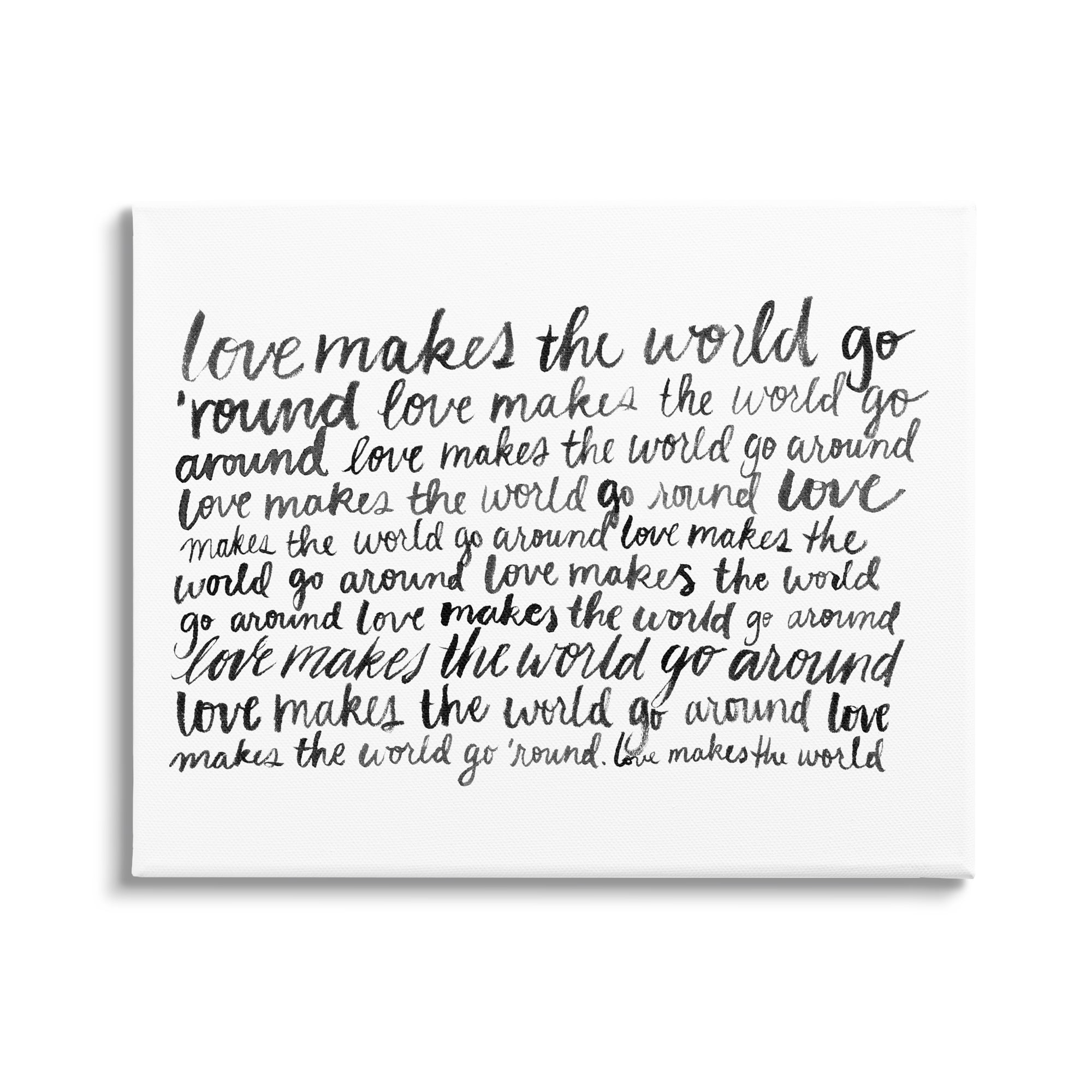 Stupell Industries Casual Cursive Love Phrase Repeating Calligraphy Words Graphic Art Gallery Wrapped Canvas Print Wall Art, Design by Grace Popp