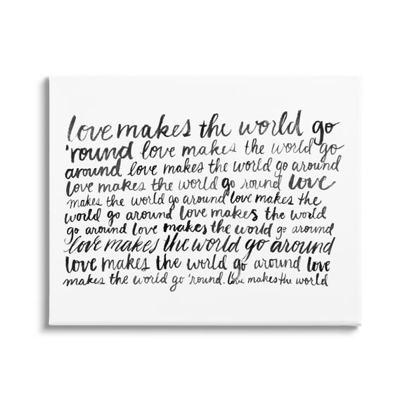 Stupell Industries Casual Cursive Love Phrase Repeating Calligraphy Words Graphic Art Gallery Wrapped Canvas Print Wall Art, Design by Grace Popp