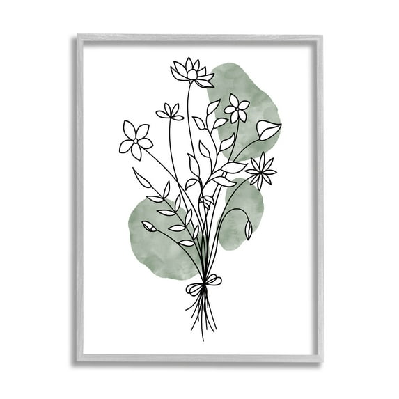 Stupell Industries Casual Daisy Petal Outline Graphic Art Gray Framed Art Print Wall Art, Design by JJ Design House LLC
