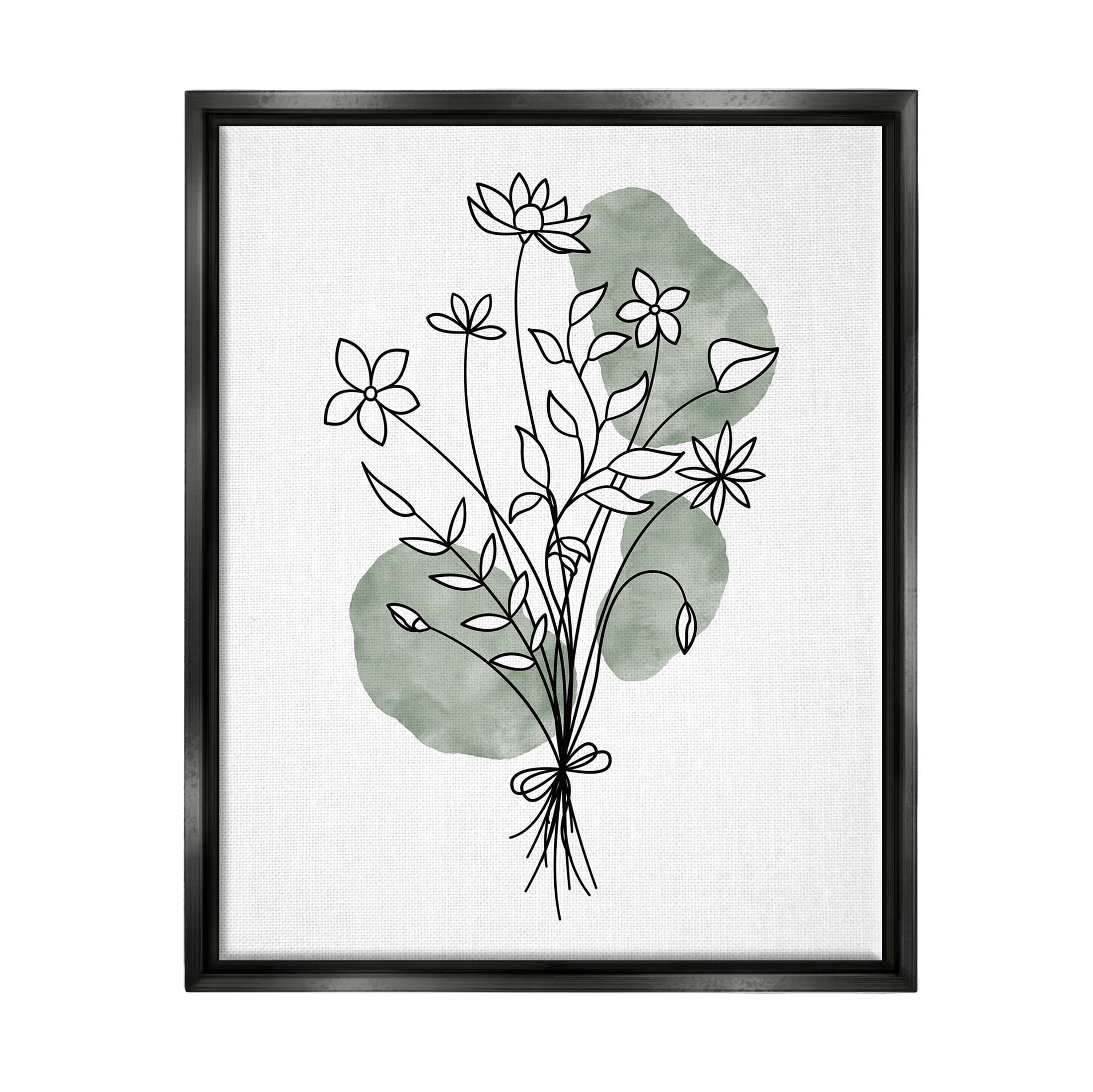 Stupell Industries Casual Daisy Petal Outline Graphic Art Jet Black Floating Framed Canvas Print Wall Art, Design by JJ Design House LLC