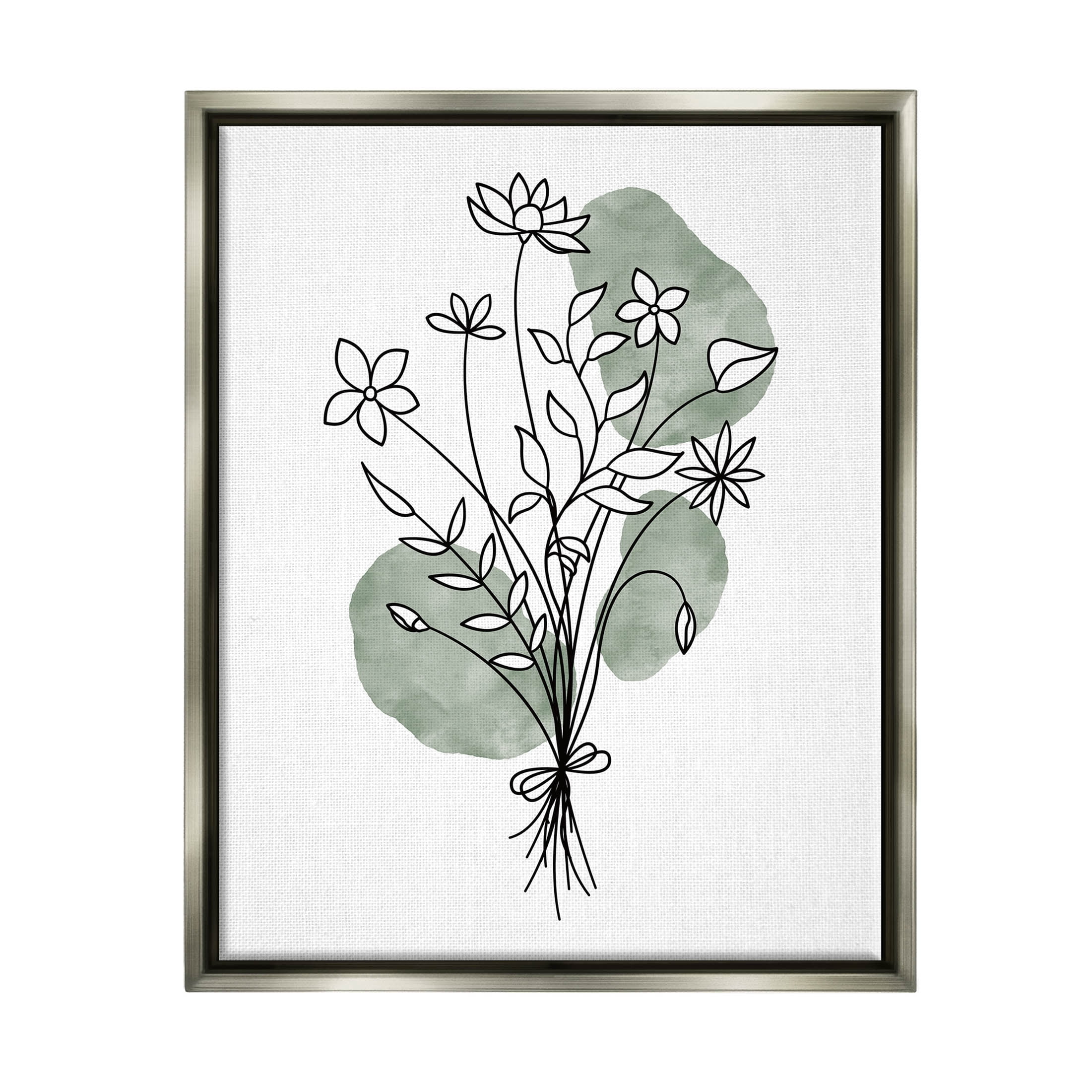 Stupell Industries Casual Daisy Petal Outline Graphic Art Luster Gray Floating Framed Canvas Print Wall Art, Design by JJ Design House LLC
