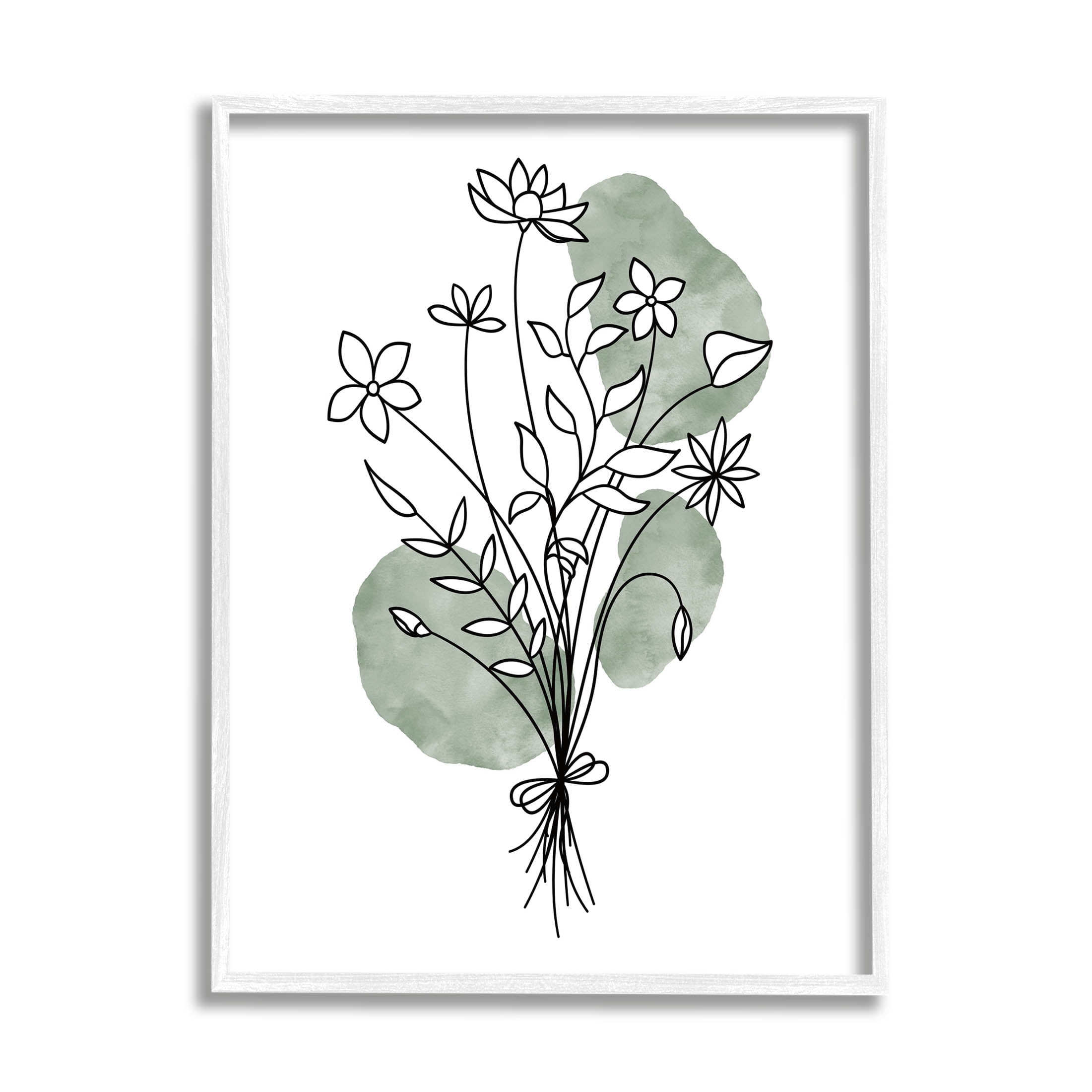 Stupell Industries Casual Daisy Petal Outline Graphic Art White Framed Art Print Wall Art, Design by JJ Design House LLC