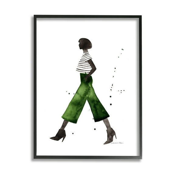 Stupell Industries Casual Fashion Girl Beauty & Fashion Painting Black Framed Art Print Wall Art, 11 x 14