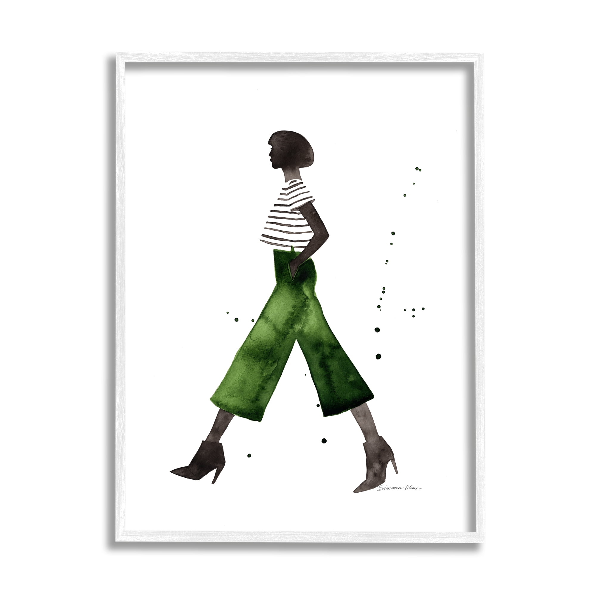 Stupell Casual Fashion Girl Beauty & Fashion Painting White Framed Art Print Wall Art, 24 x 30