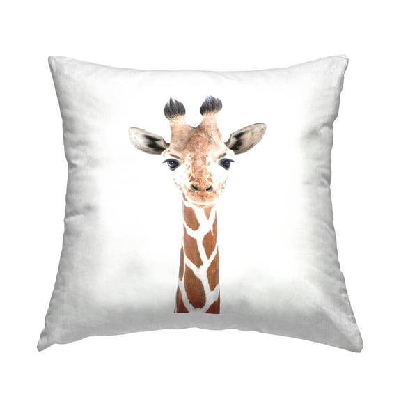 Stupell Industries Casual Giraffe Portrait Square Decorative Printed Throw Pillow, 18 x 18,