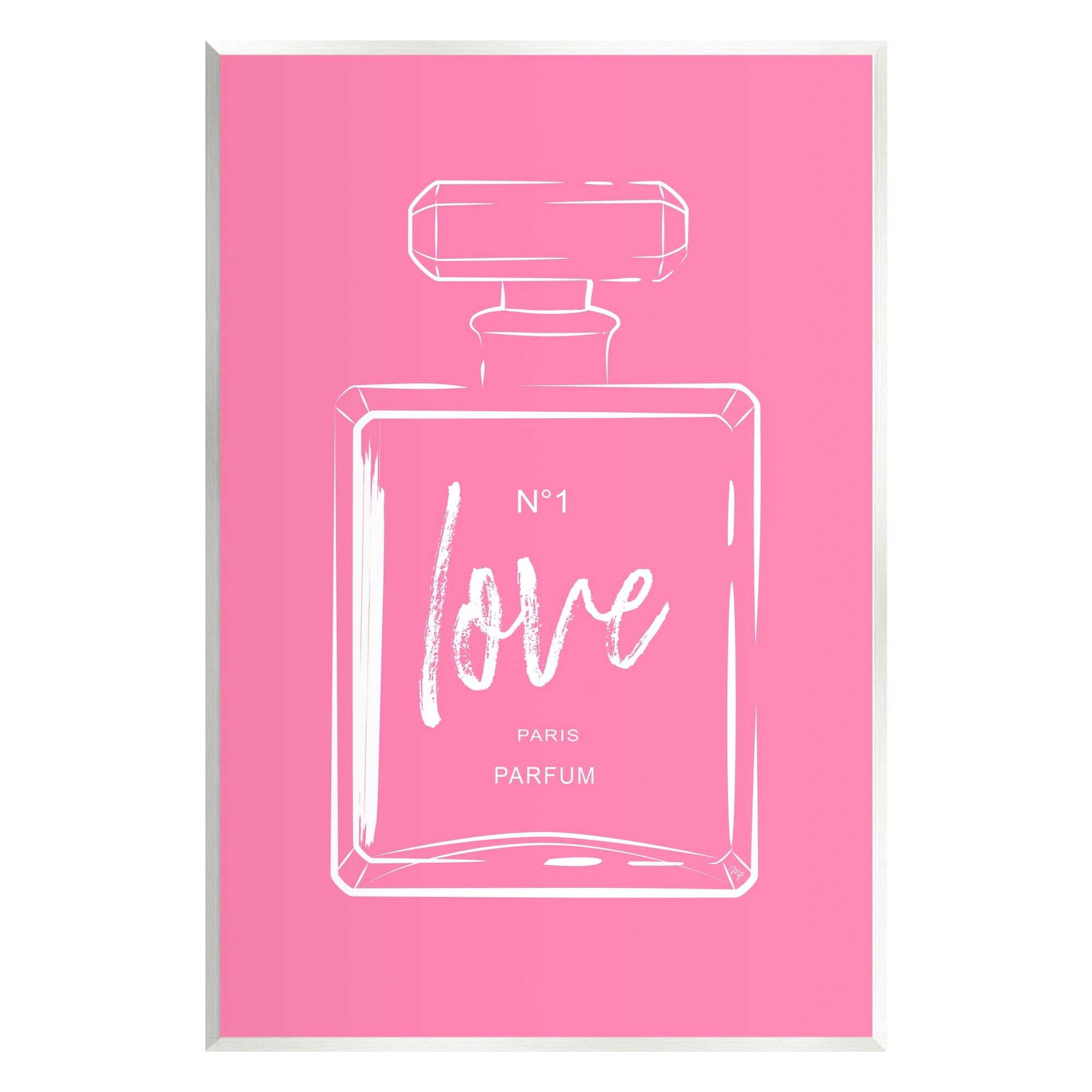 Stupell Industries Casual Glam Perfume Bold Pink Love Calligraphy Graphic Art Unframed Art Print Wall Art, Design by Martina Pavlova