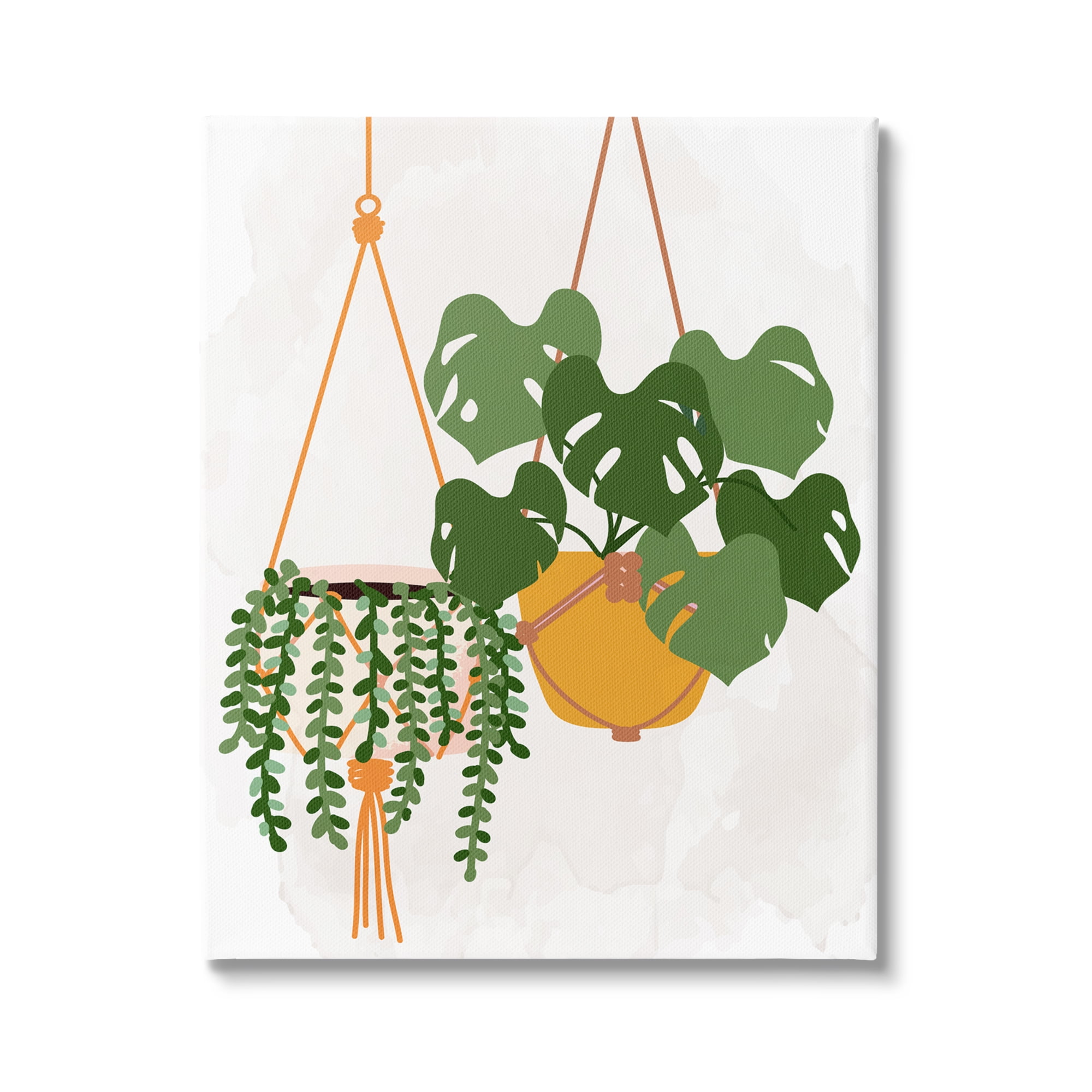 Stupell Industries Casual Hanging House Plants Botanical Monstera Leaves Graphic Art Gallery Wrapped Canvas Print Wall Art, Design by Kim Allen