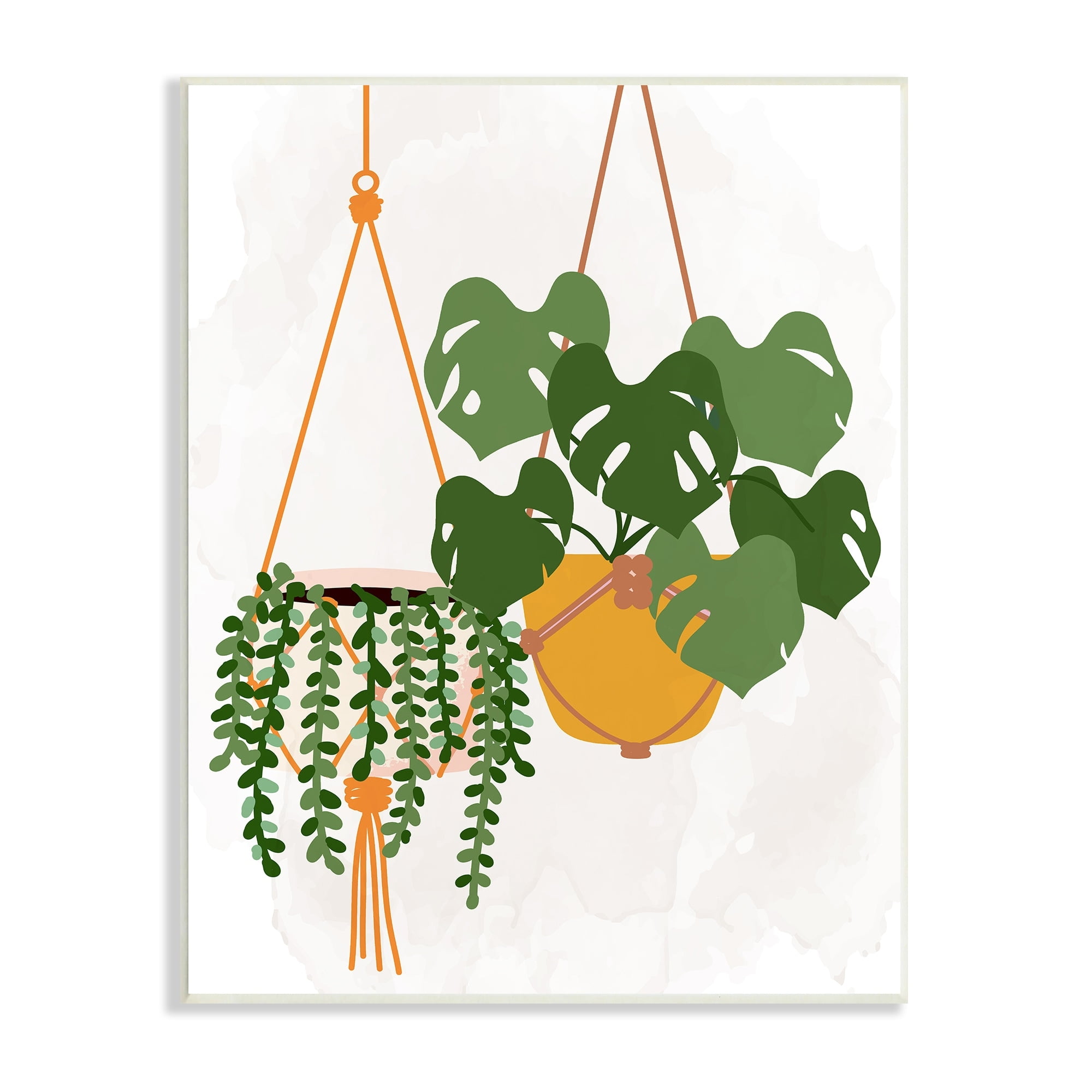 Stupell Industries Casual Hanging House Plants Botanical Monstera Leaves Graphic Art Unframed Art Print Wall Art, Design by Kim Allen