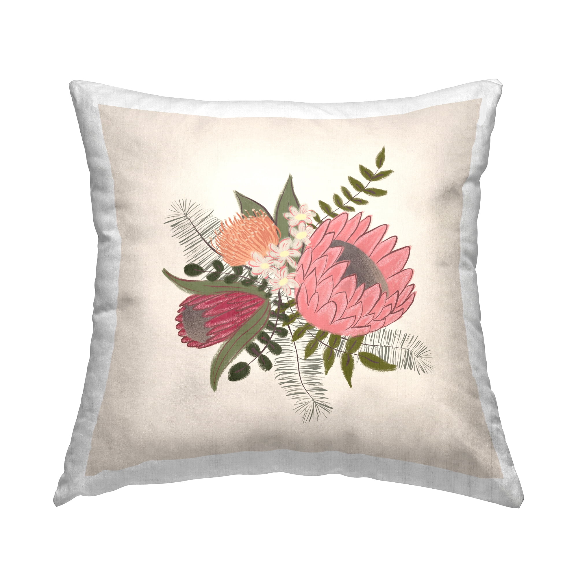 Stupell Industries Casual Mixed Dahlia Flower Leaves Arrangement Design by Birgit Maria Kiennast Throw Pillow