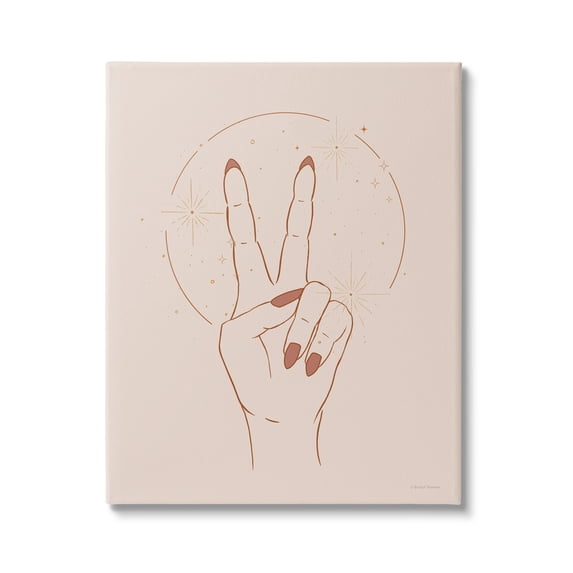 Stupell Industries Casual Peace Sign Hand Symbol Painted Nails Canvas Wall Art, 16 x 20, Design by Rachel Nieman