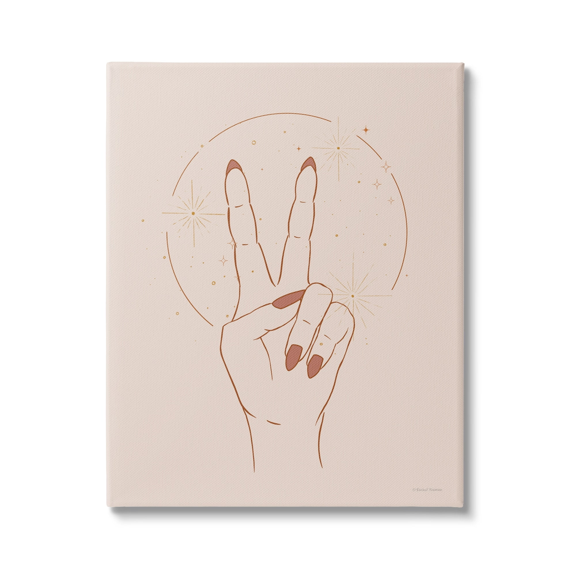 Stupell Industries Casual Peace Sign Hand Symbol Painted Nails Canvas Wall Art, 36 x 48, Design by Rachel Nieman