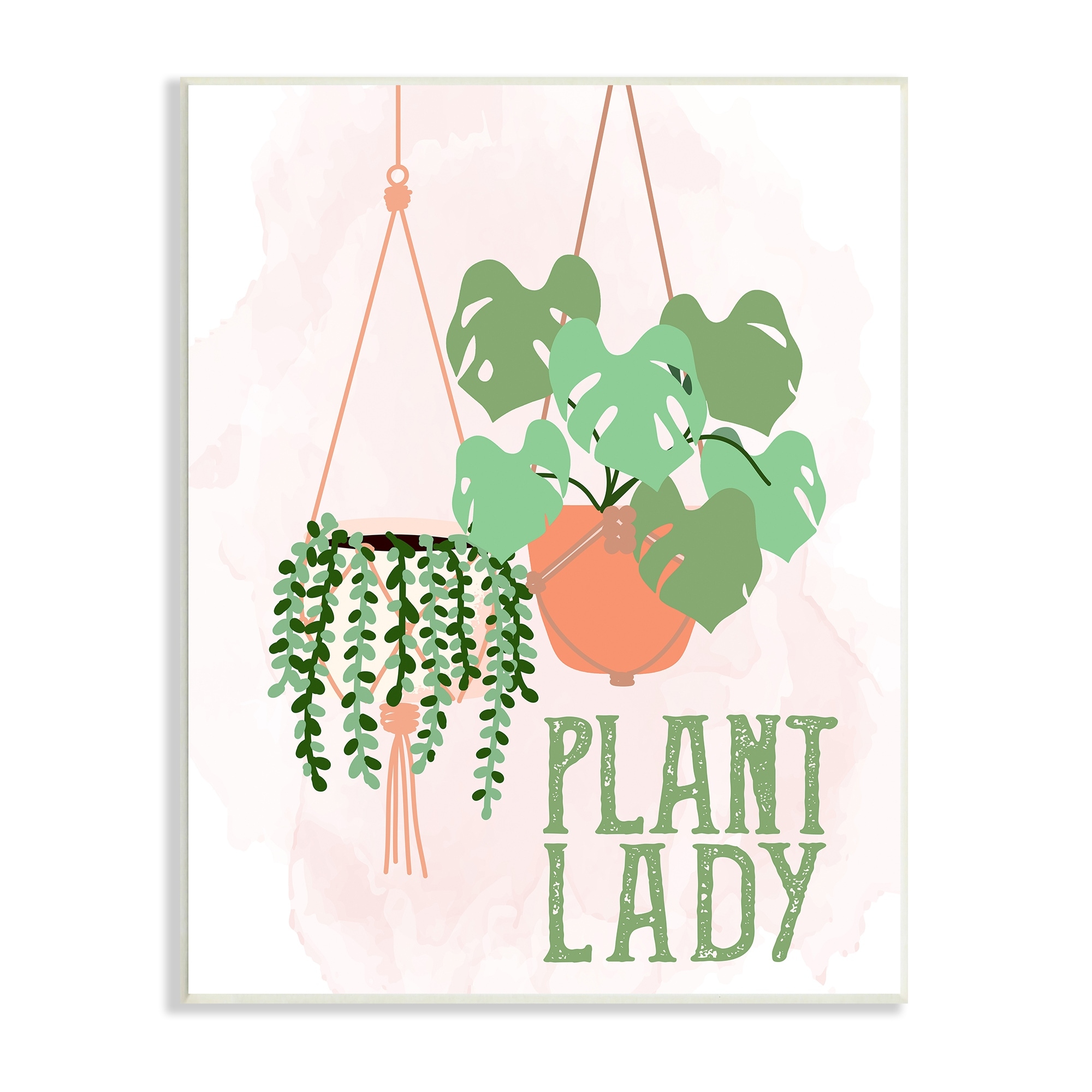 Stupell Industries Casual Plant Lady Hanging Green Potted Vegetation Graphic Art Unframed Art Print Wall Art, Design by Kim Allen