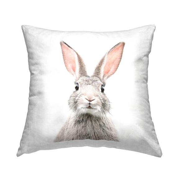Stupell Industries Casual Rabbit Portrait Bunny Pet Square Decorative Printed Throw Pillow, 18 x 18,