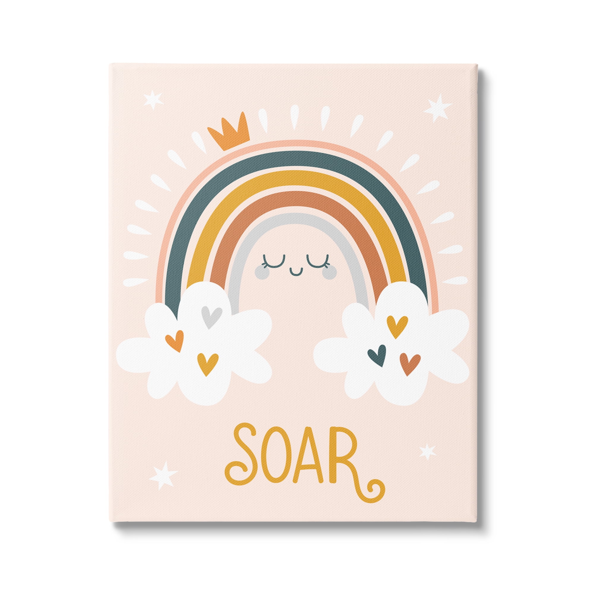 Stupell Industries Casual Soar Calligraphy Smiling Rainbow Hearts Stars Graphic Art Gallery Wrapped Canvas Print Wall Art, Design by Ilis Aviles