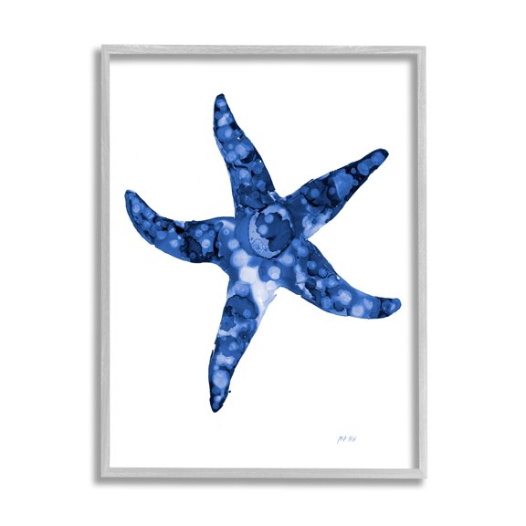 Stupell Industries Casual Starfish Beach Ocean Sea Life Painting Painting Gray Framed Art Print Wall Art, Design by Patti Mann