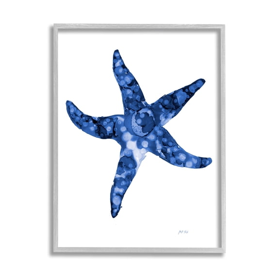 Stupell Industries Casual Starfish Beach Ocean Sea Life Painting Painting Gray Framed Art Print Wall Art, Design by Patti Mann
