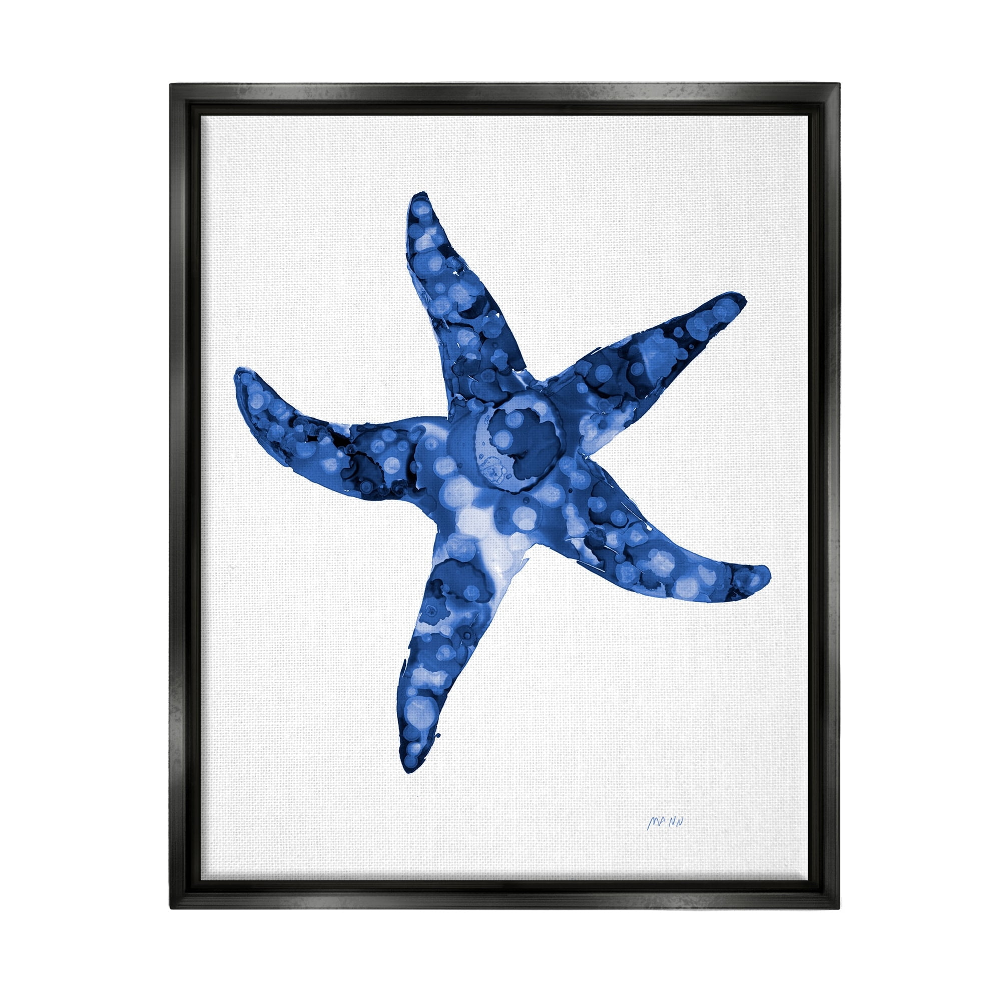 Stupell Industries Casual Starfish Beach Ocean Sea Life Painting Painting Jet Black Floating Framed Canvas Print Wall Art, Design by Patti Mann