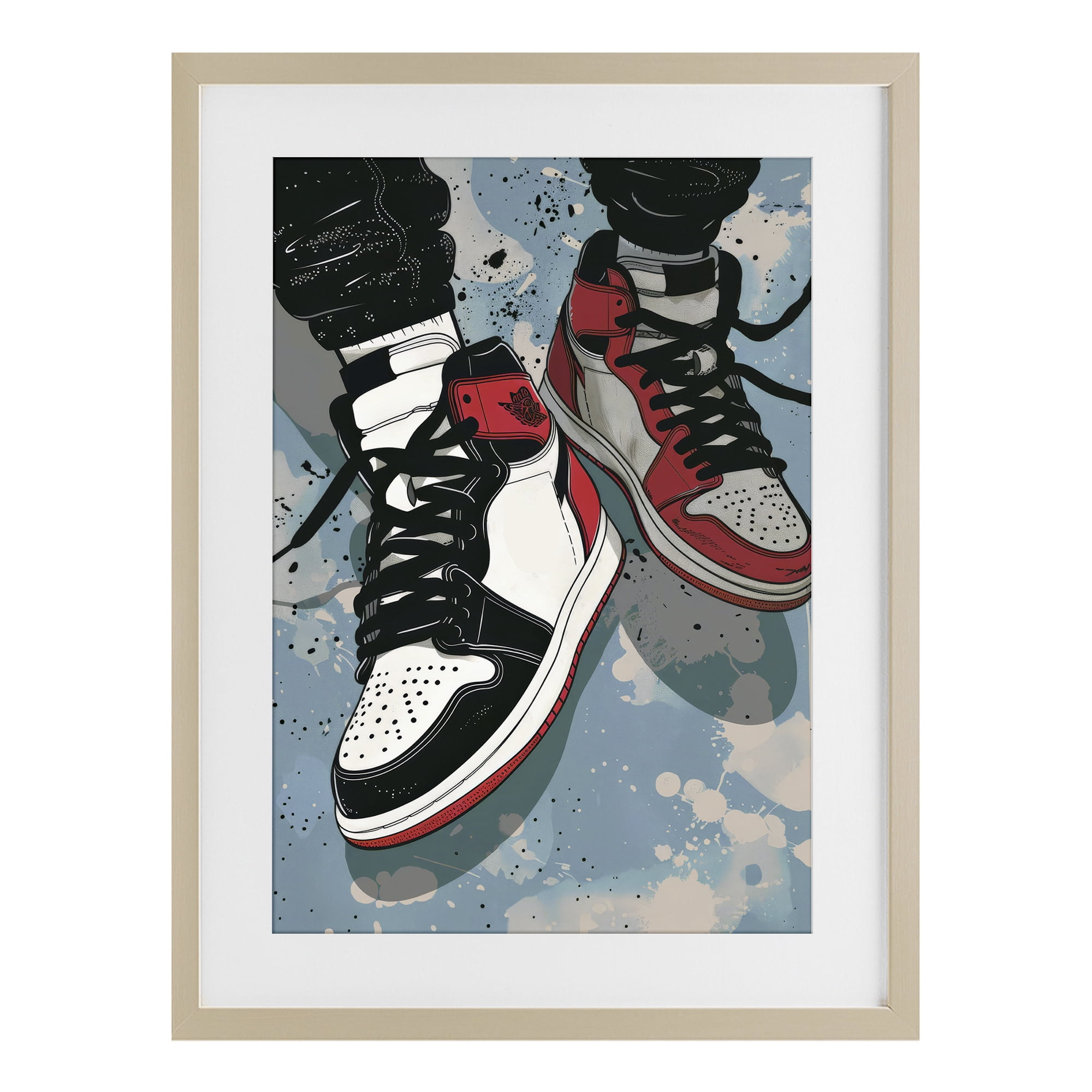 Stupell Industries Casual Streetwear Sneakers Birch Framed Print Under Glass, design by Ray Powers
