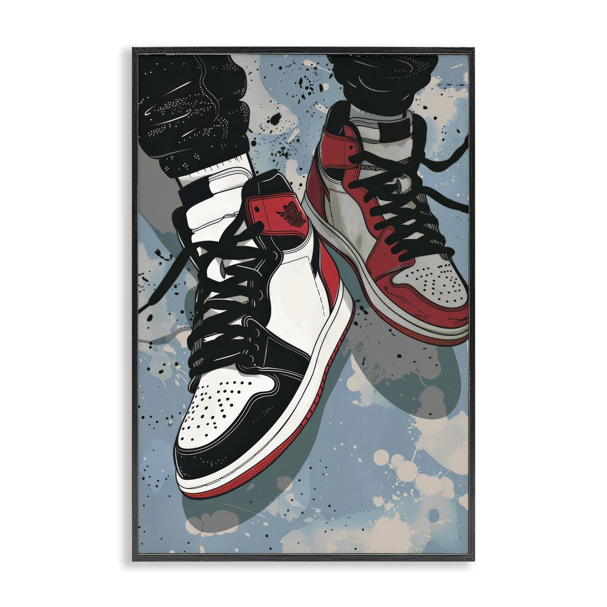 Stupell Industries Casual Streetwear Sneakers Black Framed Giclee Art, design by Ray Powers