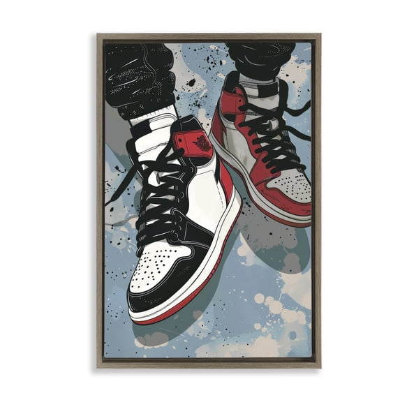 Stupell Industries Modern Casual Streetwear Sneakers Brown Floating Frame Canvas Art, 17 x 25, by Ray Powers