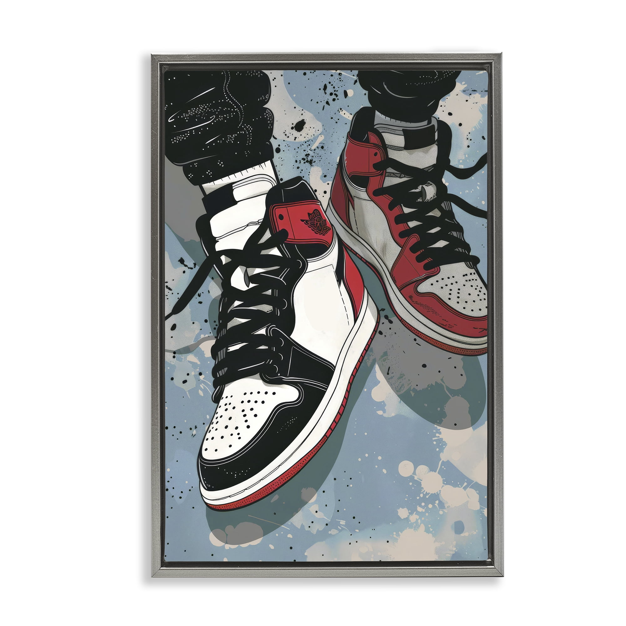 Stupell Industries Casual Streetwear Sneakers Gray Framed Floater Canvas Wall Art, design by Ray Powers