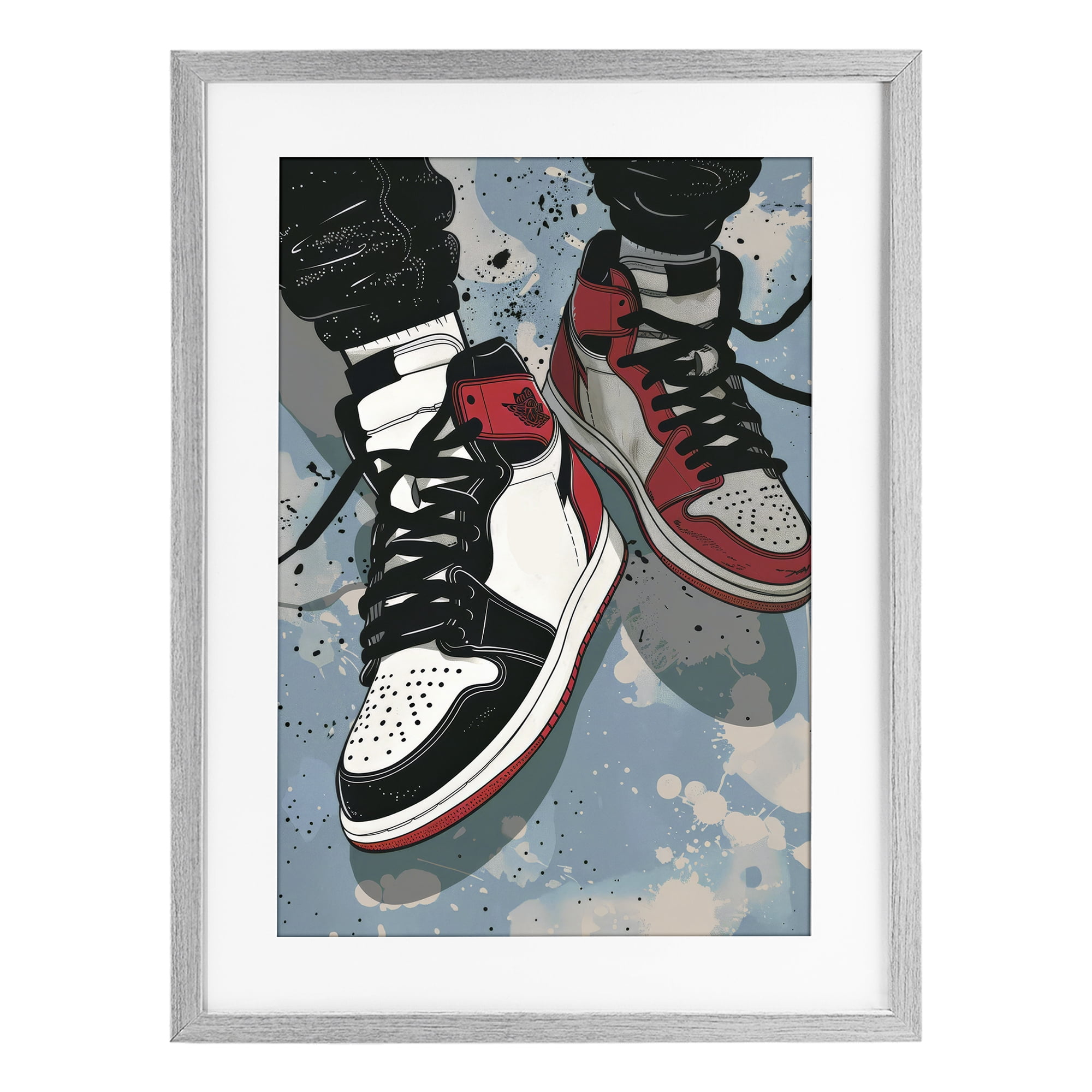 Stupell Industries Casual Streetwear Sneakers Gray Framed Print Under Glass, design by Ray Powers