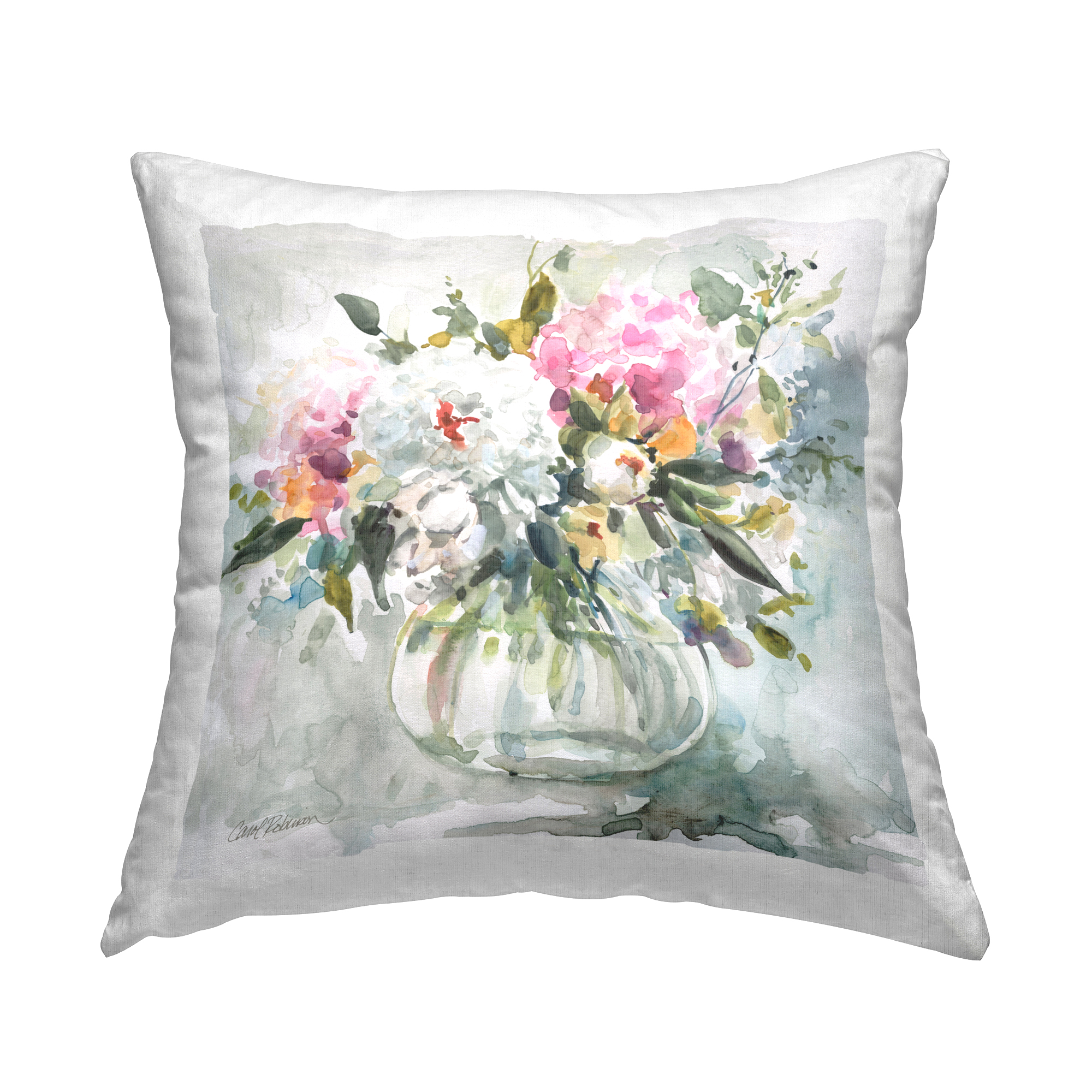 Stupell Industries Casual Vase Arrangement Decorative Printed Throw Pillow Design by Carol Robinson.