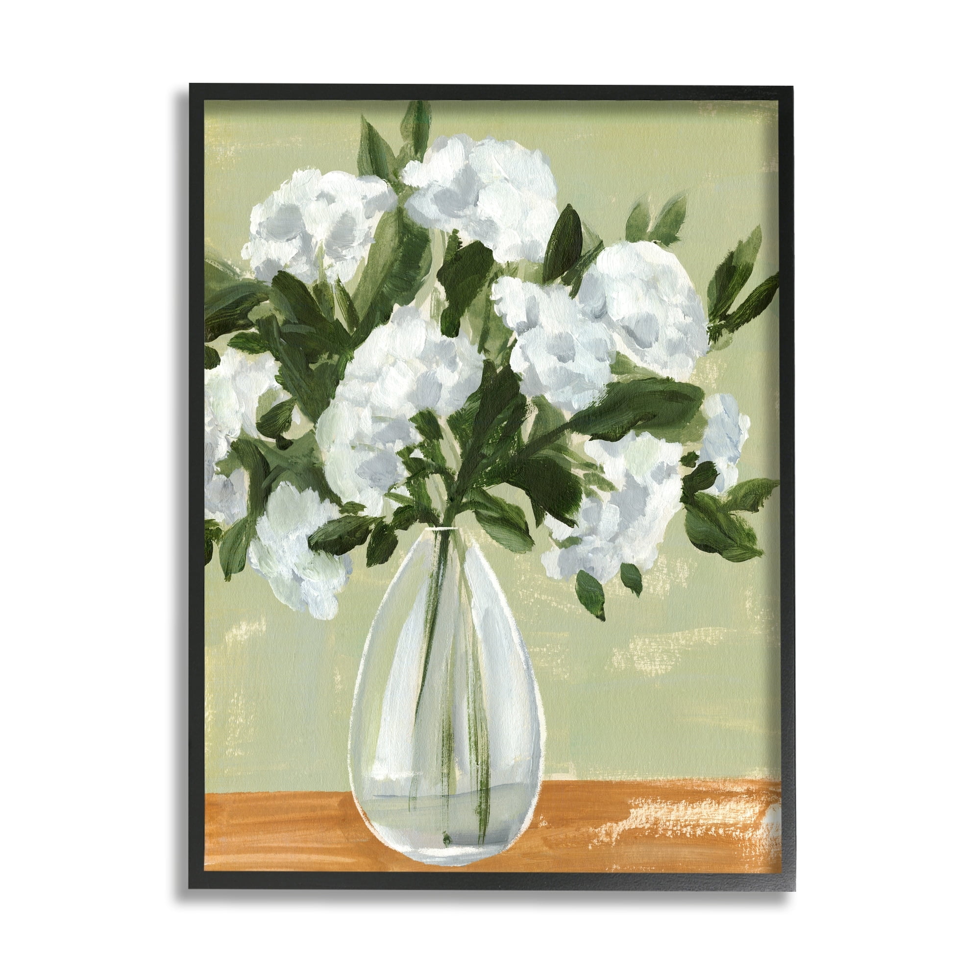 Stupell Industries Casual White Floral Arrangement Bouquet Still Life Painting Black Framed Art Print Wall Art, Design by Annie Warren