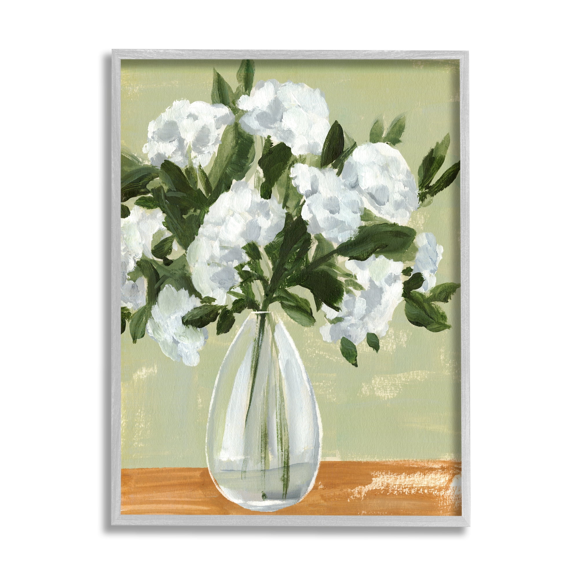Stupell Industries Casual White Floral Arrangement Bouquet Still Life Painting Gray Framed Art Print Wall Art, Design by Annie Warren