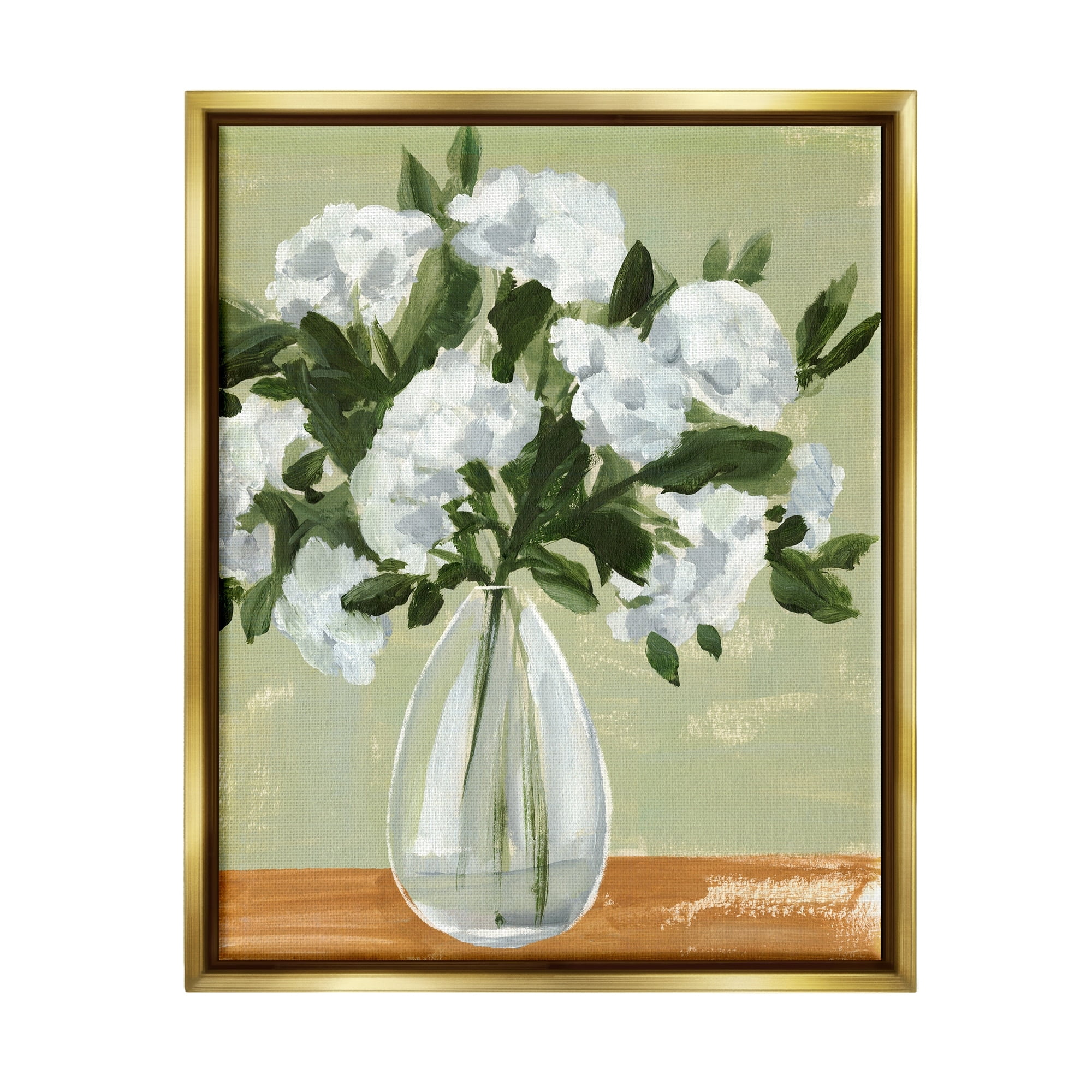 Stupell Industries Casual White Floral Arrangement Bouquet Still Life Painting Metallic Gold Floating Framed Canvas Print Wall Art, Design by Annie Warren