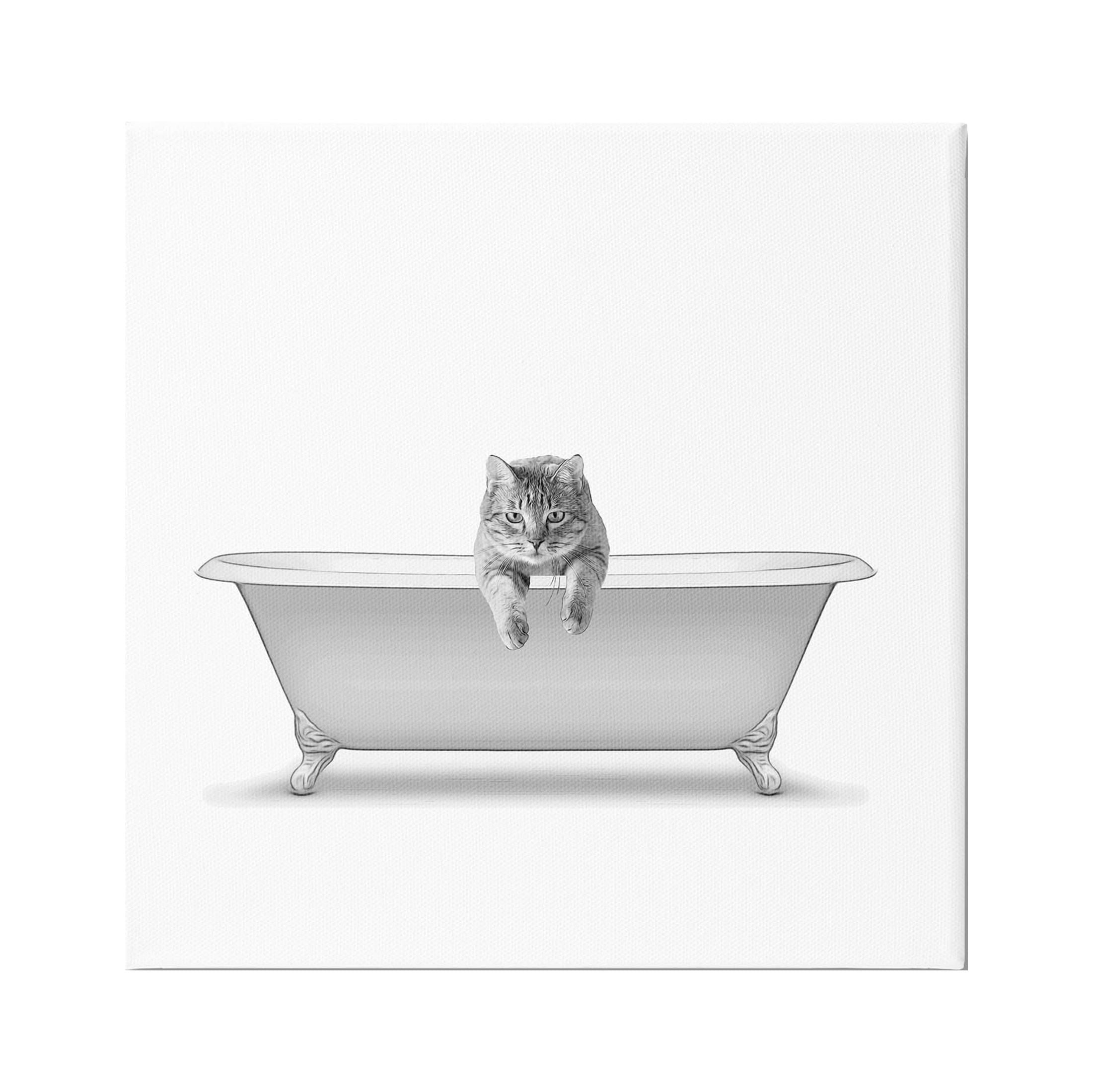 Stupell Industries Cat Antique Tub Funny Bathroom Graphic Art Gallery Wrapped Canvas Print Wall Art, Design by Annalisa Latella