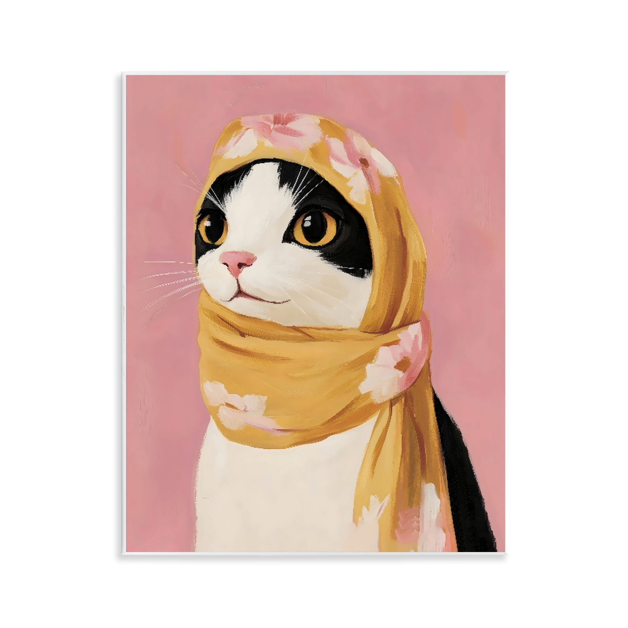 Stupell Industries Cat Babushka in Yellow Scarf Wall Plaque Art, design by The Prints Vibe