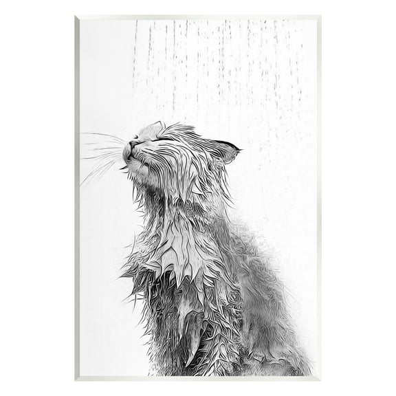 Stupell Industries Cat Bathroom Splash Animals & Insects Painting Unframed Art Print Wall Art, 10 x 15