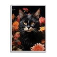 thumbnail image 1 of Stupell Industries Cat & Blooming Flowers Animals & Insects Painting Gray Framed Art Print Wall Art, 24 x 30, 1 of 9