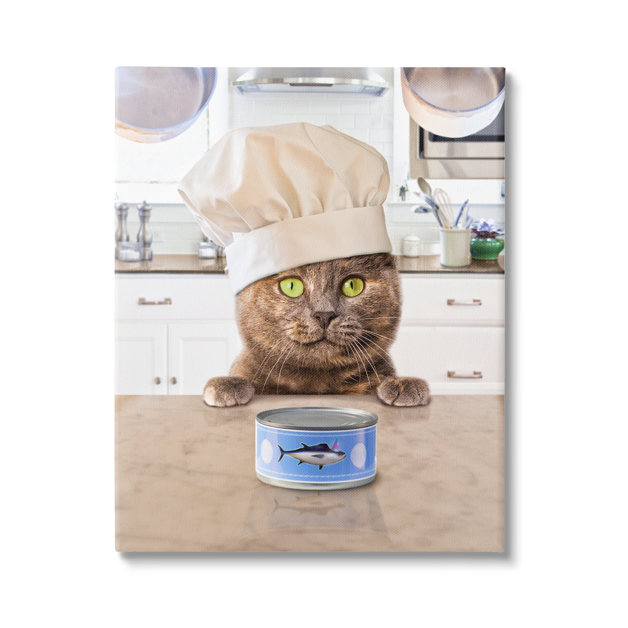Stupell Industries Cat Chef & Tuna Can Animals & Insects Painting Gallery Wrapped Canvas Print Wall Art, 16 x 20