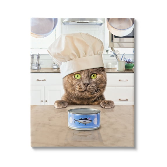Stupell Industries Cat Chef & Tuna Can Animals & Insects Painting Gallery Wrapped Canvas Print Wall Art, 36 x 48