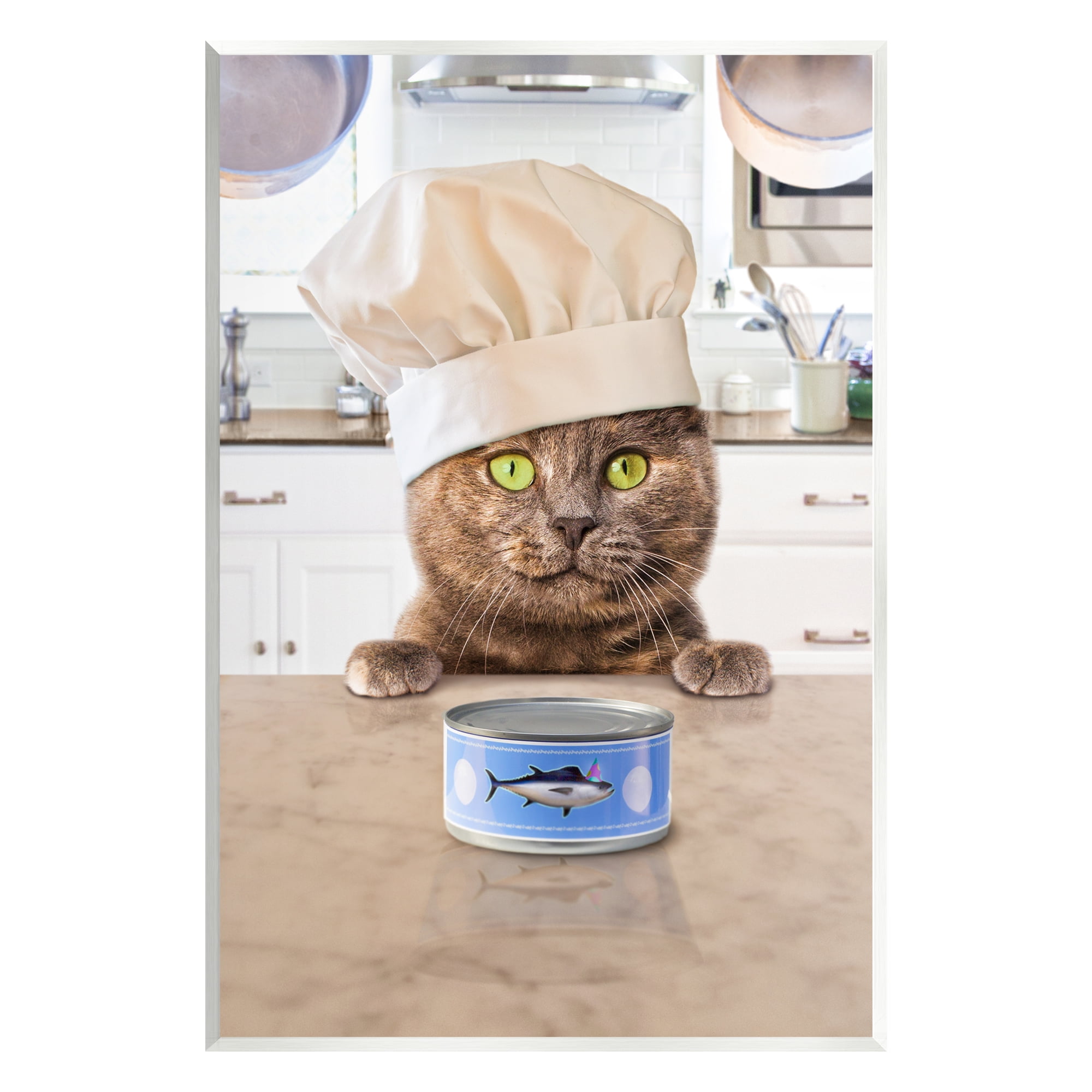 Stupell Industries Cat Chef & Tuna Can Animals & Insects Painting Unframed Art Print Wall Art, 13 x 19