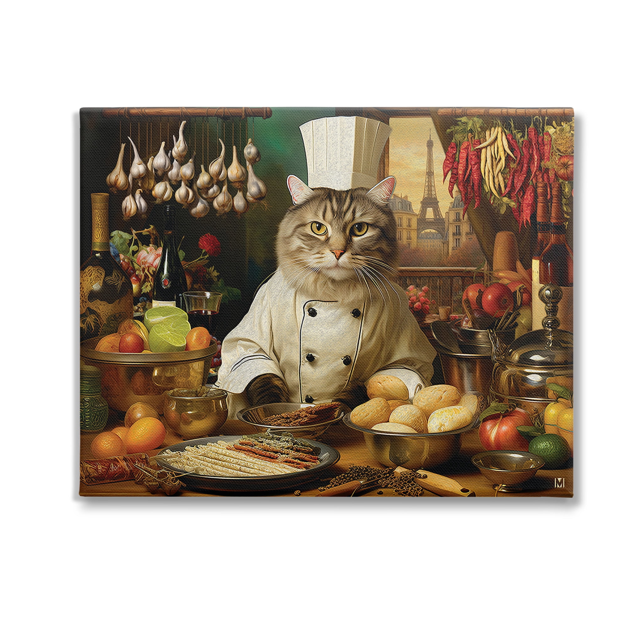 Stupell Industries Cat Chef in Kitchen Animals & Insects Painting Gallery Wrapped Canvas Art Print Wall Art, 30 x 24