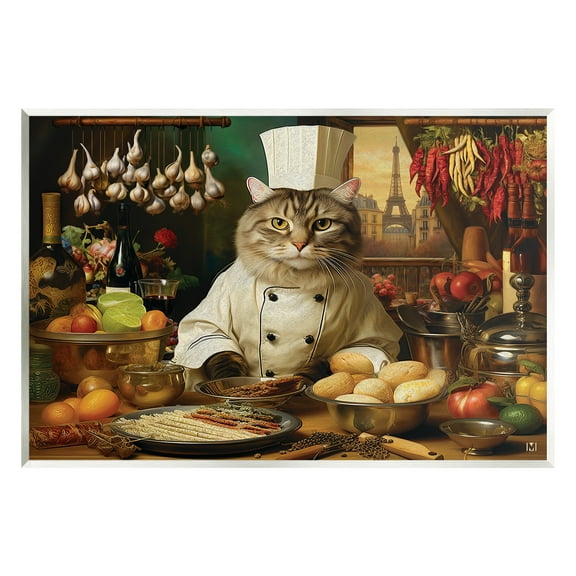 Stupell Industries Cat Chef in Kitchen Animals & Insects Painting Unframed Art Print Wall Art, 15 x 10