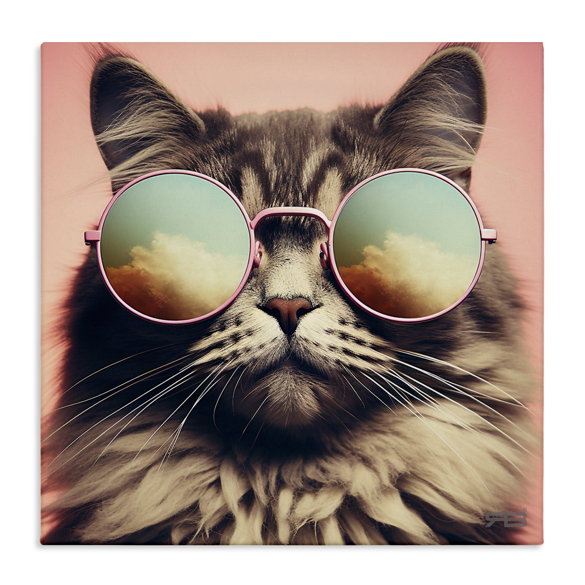 Stupell Industries Cat & Cloud Reflection Glasses Animals & Insects Painting Gallery Wrapped Canvas Art Print Wall Art, 30 x 30