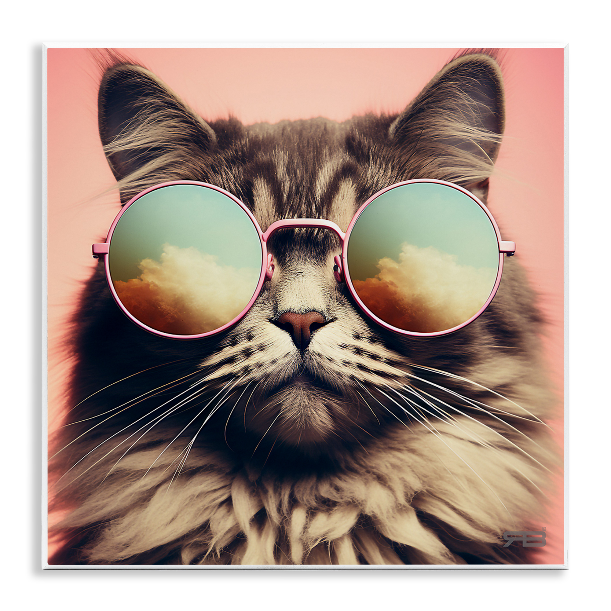 Stupell Industries Cat & Cloud Reflection Glasses Animals & Insects Painting Unframed Art Print Wall Art, 12 x 12