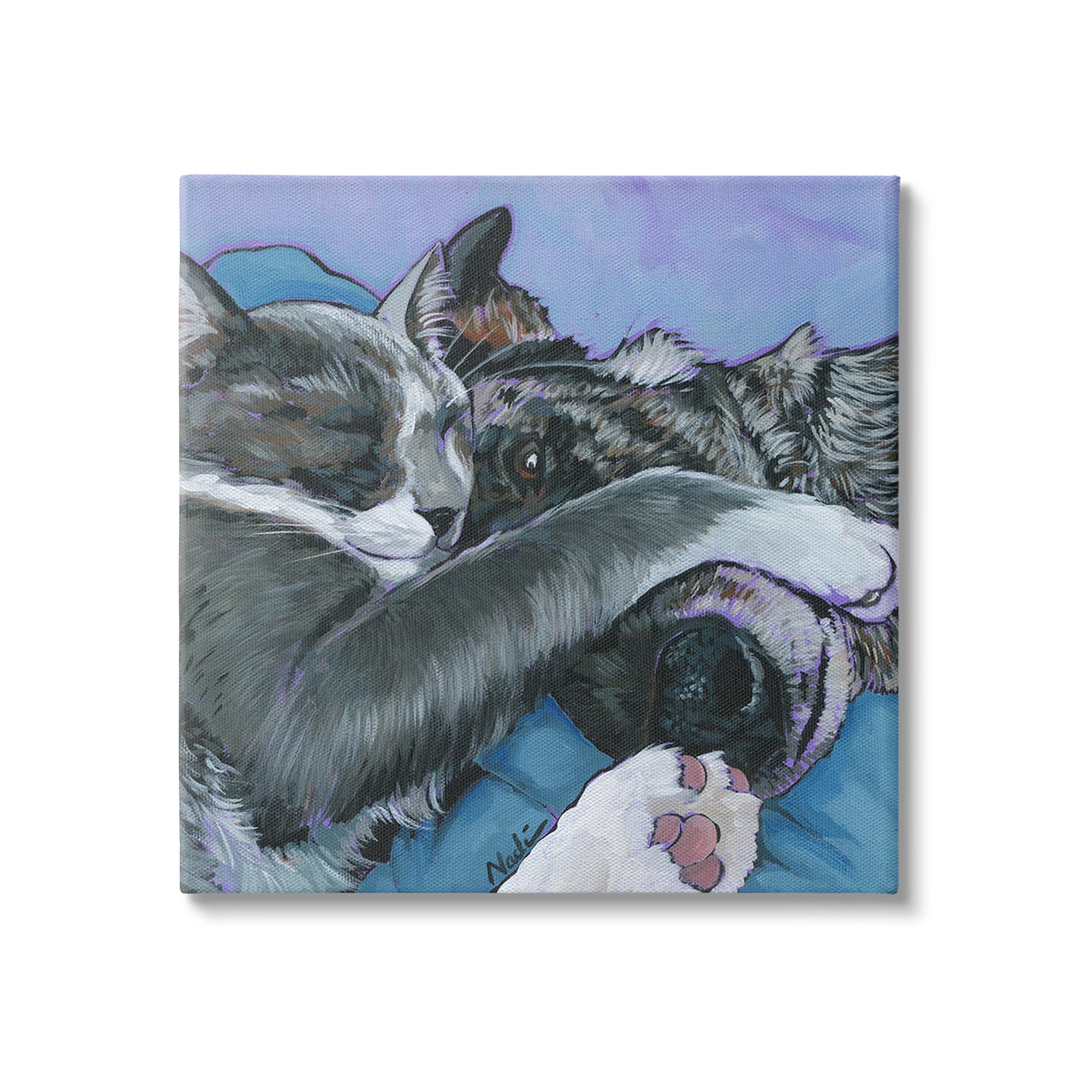Stupell Industries Cat & Dog Sleeping Animals & Insects Painting Gallery Wrapped Canvas Art Print Wall Art, 36 x 36