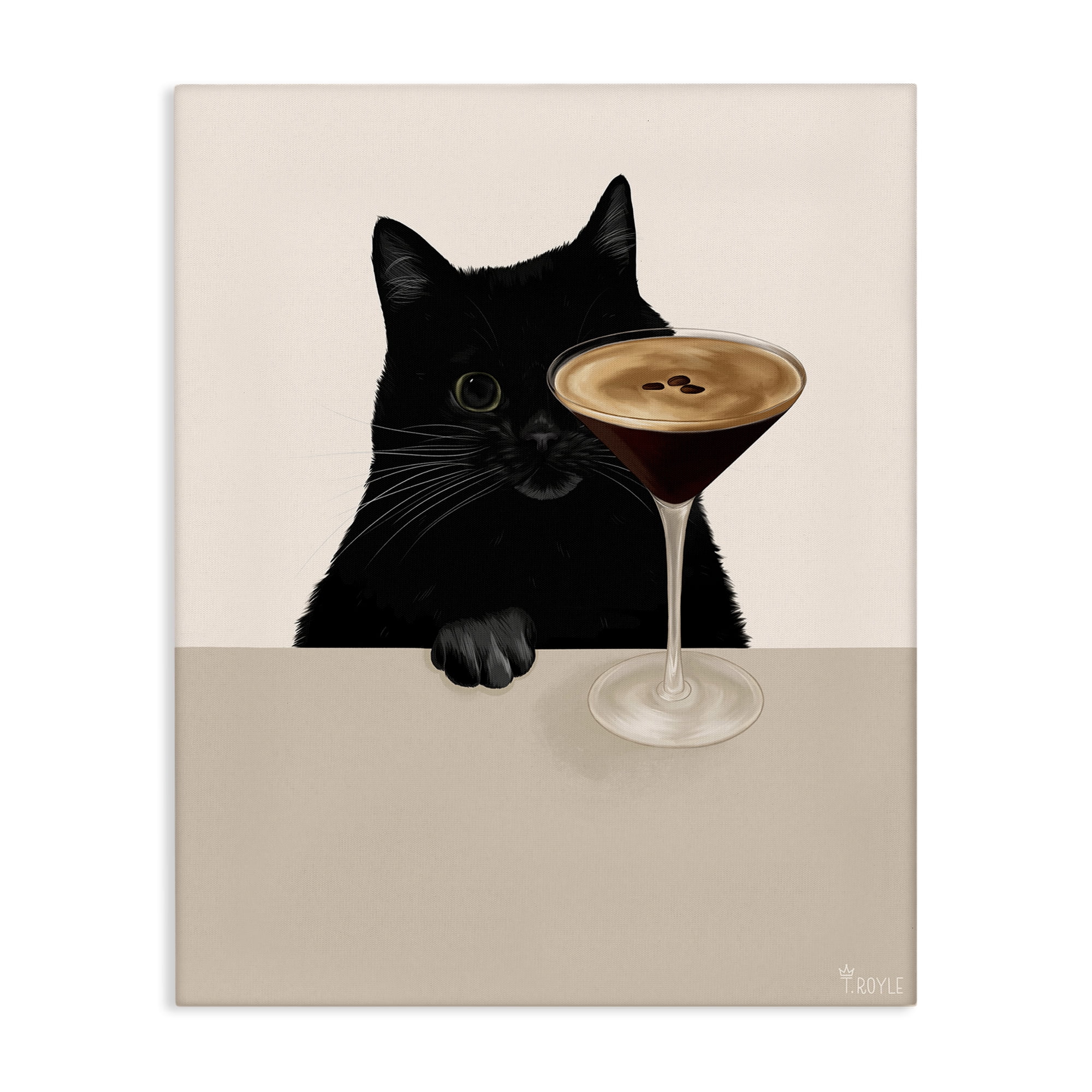 Stupell Industries Cat & Espresso Martini Food & Beverage Painting Gallery Wrapped Canvas Art Print Wall Art, 16 x 20