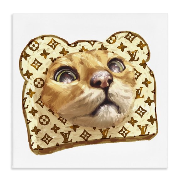 Stupell Industries Eclectic Cat Face Bread Toast Glam Fashion Motif Pattern Canvas Art, 24 x 24, by Ziwei Li