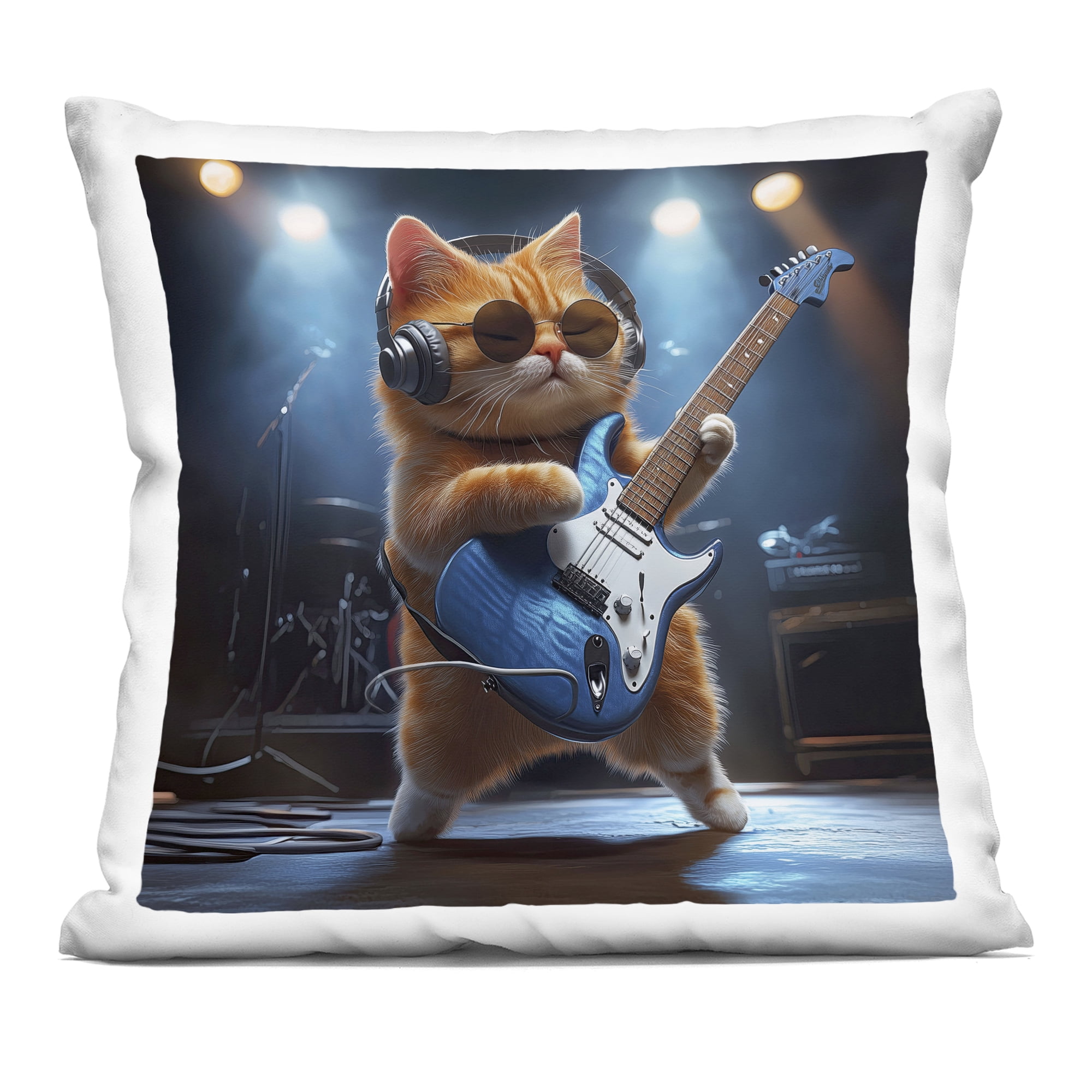 Stupell Industries Cat Guitarist in Band Decorative Printed Throw Pillow, design by Jim Baldwin
