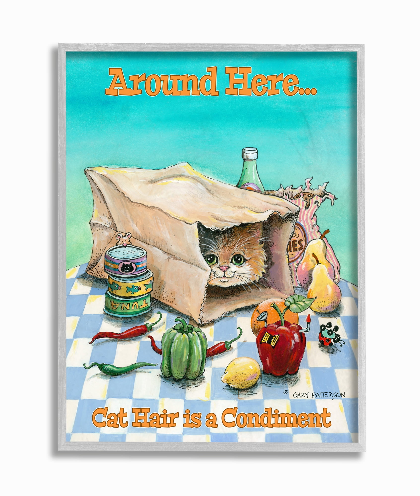 Stupell Industries Cat Hair Is A Condiment Funny Pet Cartoon Design Framed Wall Art by Gary Patterson