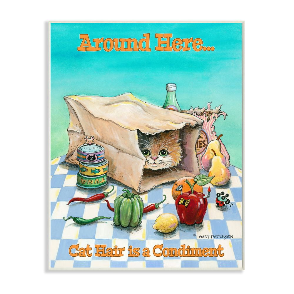 Stupell Industries Cat Hair Is A Condiment Funny Pet Cartoon Design Wall Plaque by Gary Patterson